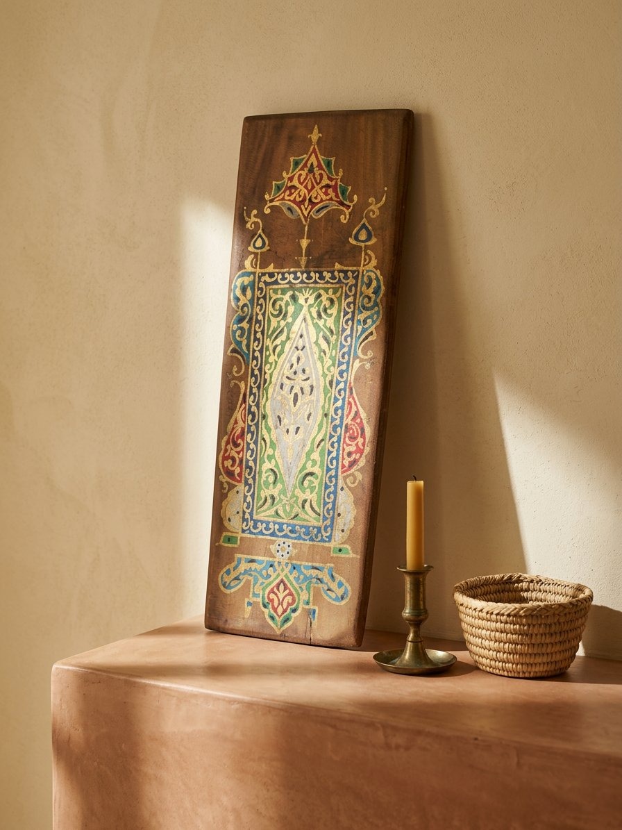 Panneau en bois doré et illuminé