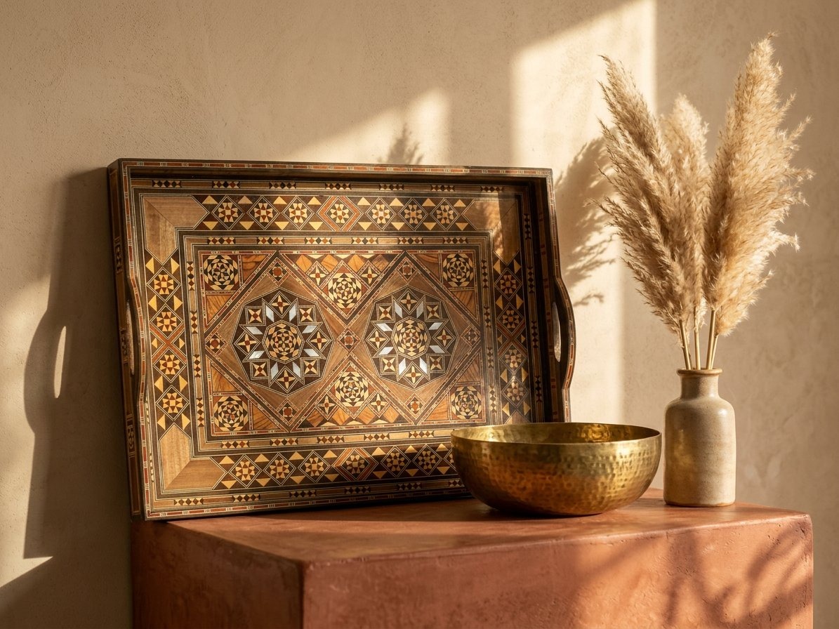Grand plateau en marqueterie